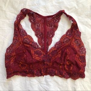 Burgundy Lace Racerback Bralette Size M